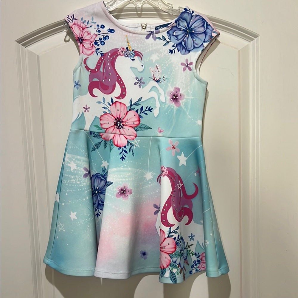 Unicorn Floral Dress for Kids